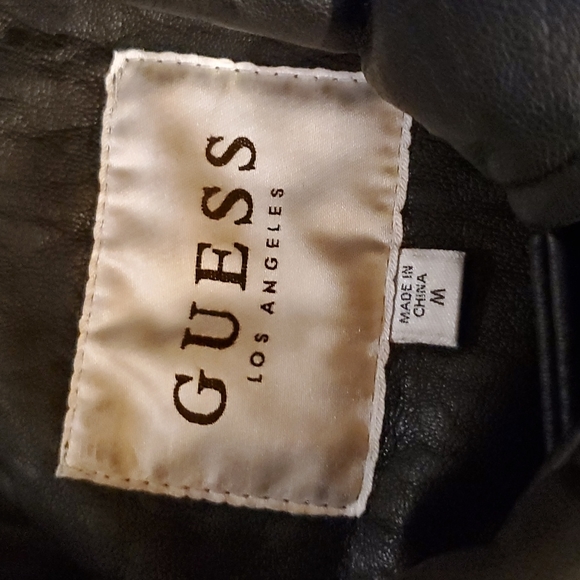 Guess Women's Black Studded Faux Leather Moto Jacket Sz M EUC - Picture 2 of 9